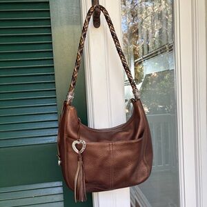 BRITGHTON
BARBADOS ZIPTOP PEBBLED LEATHER HOBO SHOULDER BAG